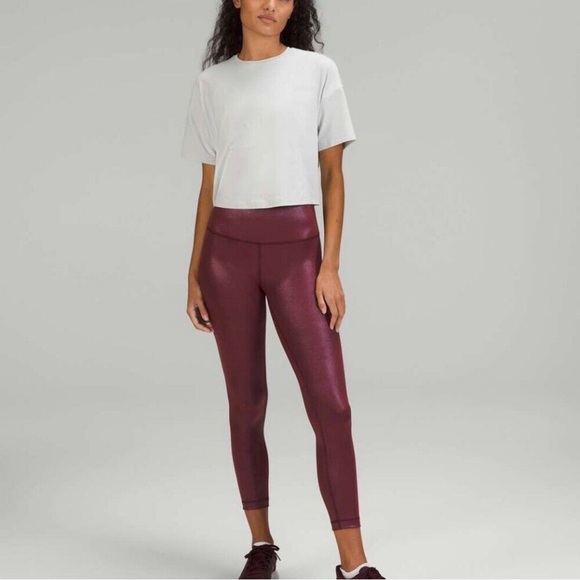❤️Lululemon Wunder Train High Rise Leggings 25” Radiate Foil Print Red Merlot ❤️ - Picture 3 of 9